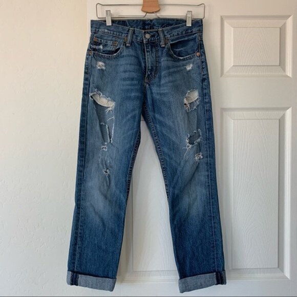Levis 511 Slim Cuffed Distressed Jeans Size 29/30 - Picture 2 of 11